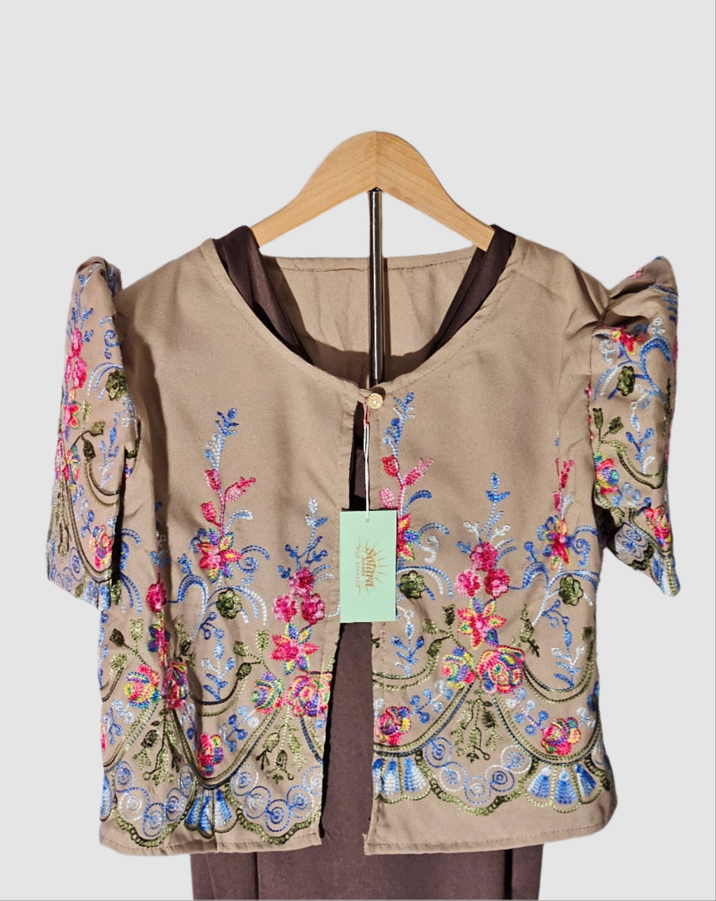 Bolero with Multicolored Floral Embroidery