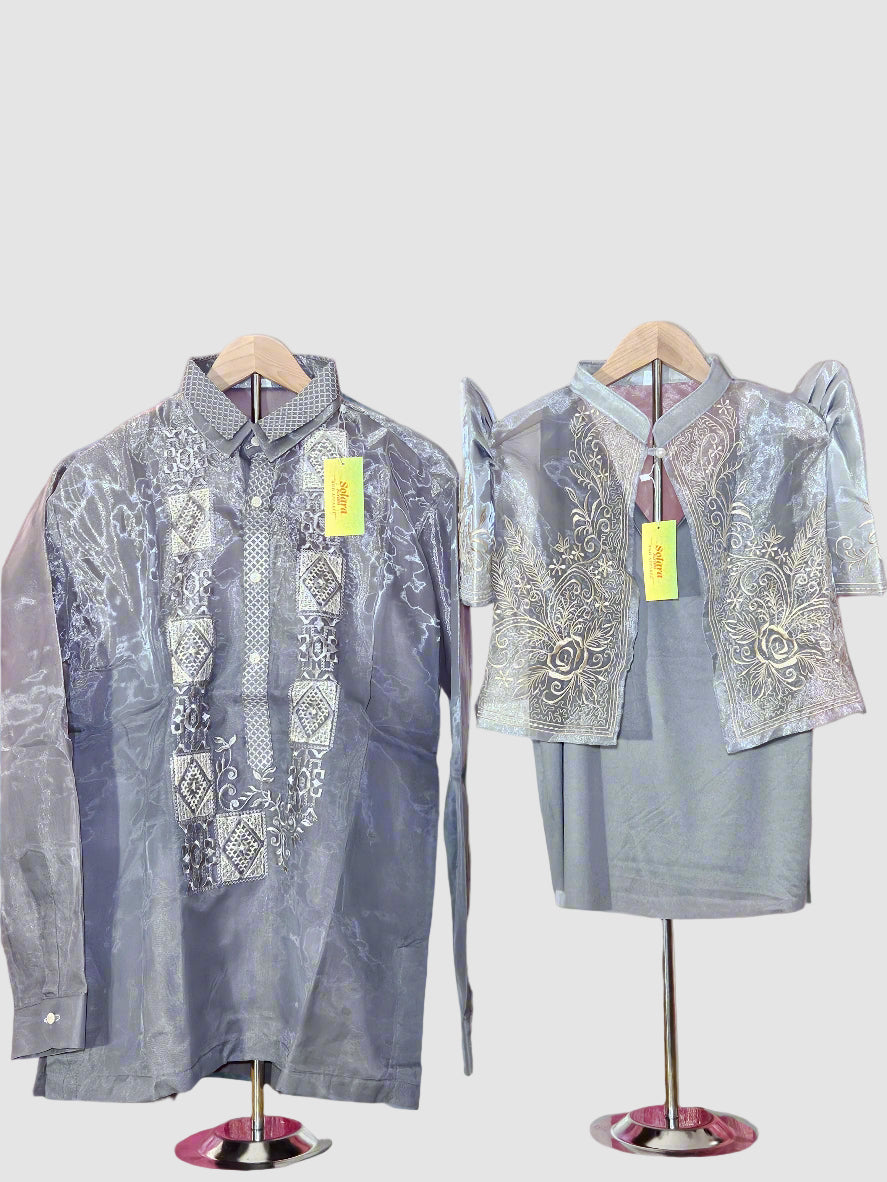 Silver Bolero with Floral Embroidery