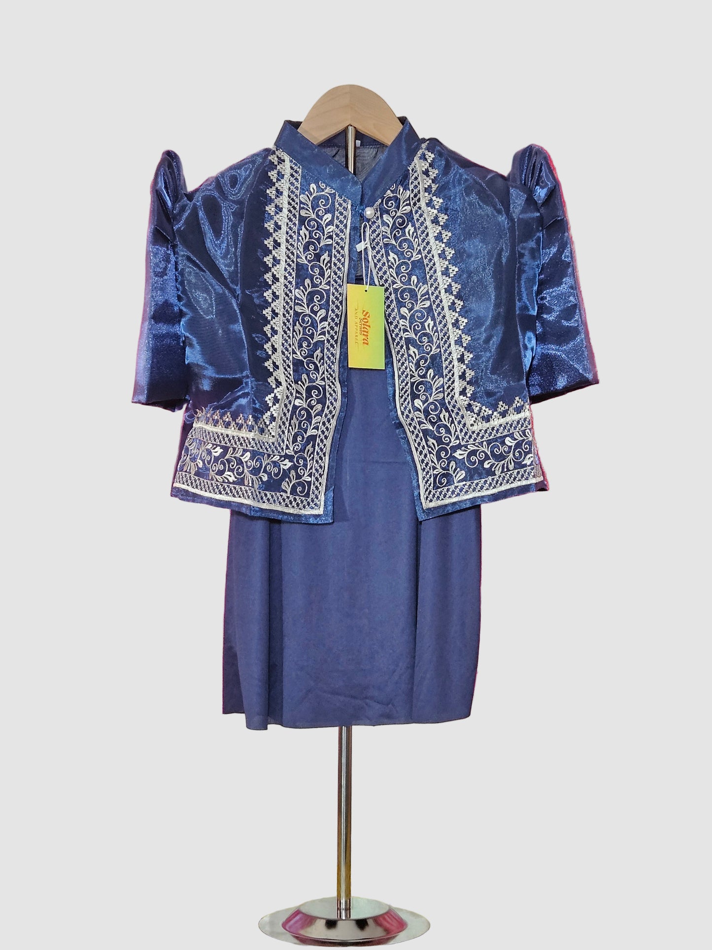 Navy Blue Bolero with Intricate Pattern - Design 2