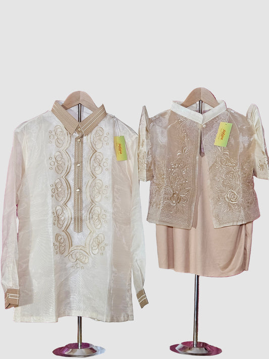 Cream Long Sleeved Barong Tagalog - Design 1