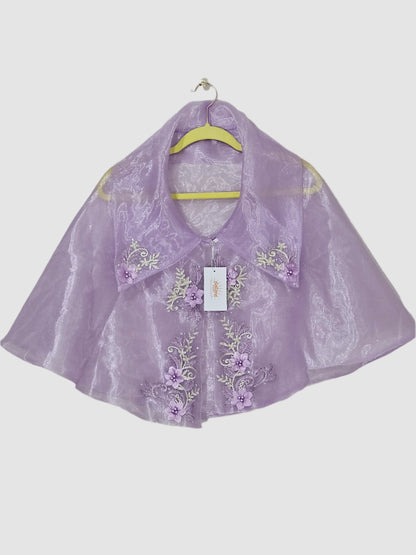 Sheer Filipiniana Cape With Floral Embroidery