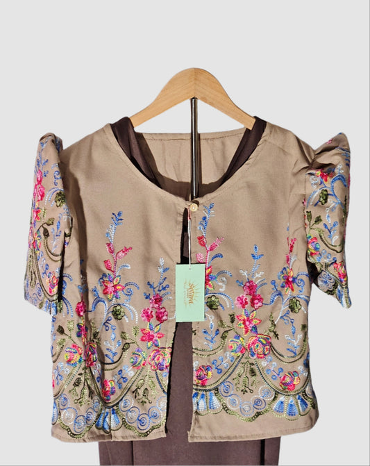 Bolero with Multicolored Floral Embroidery