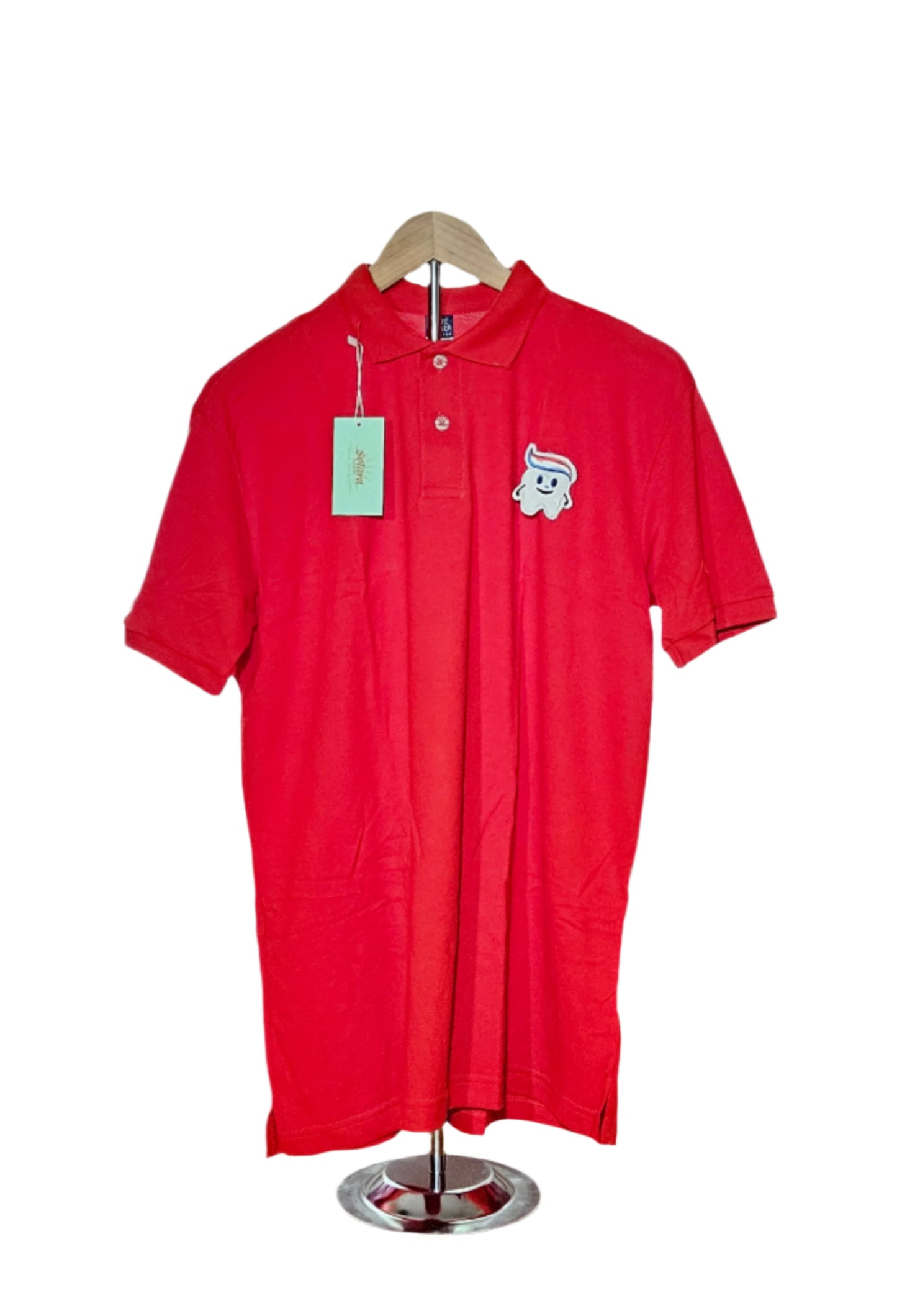 Collared Shirt With Embroidery Patch - Tooth