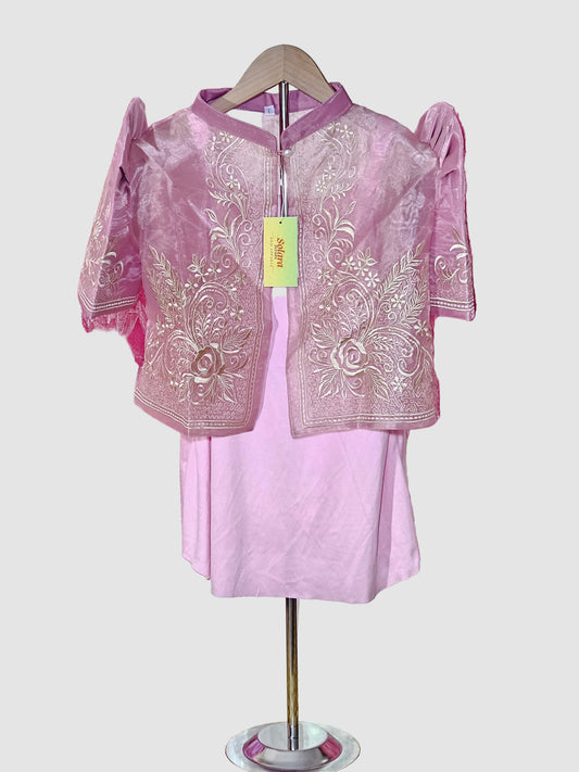 Pink Bolero with Floral Embroidery