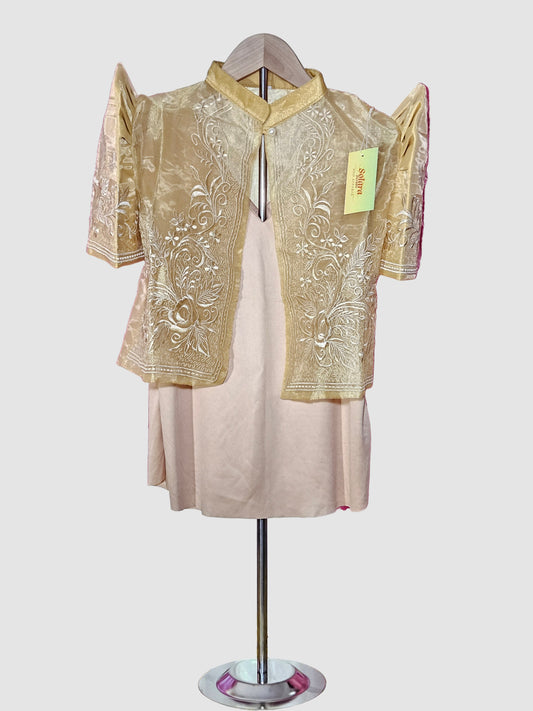 Yellow Bolero with Floral Embroidery