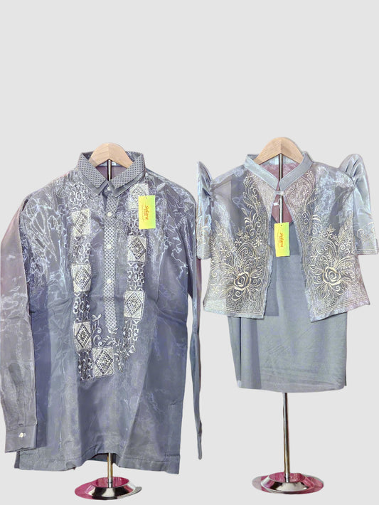 Silver Bolero with Floral Embroidery
