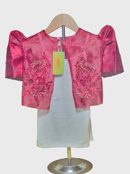 Red Bolero With Floral Embroidery for Kids