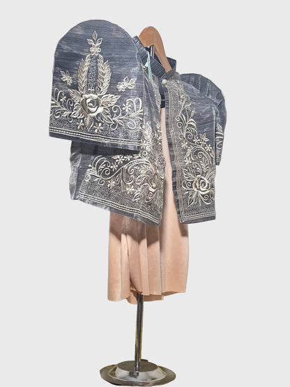 Black Grey Kultura Bolero with Gold Embroidery