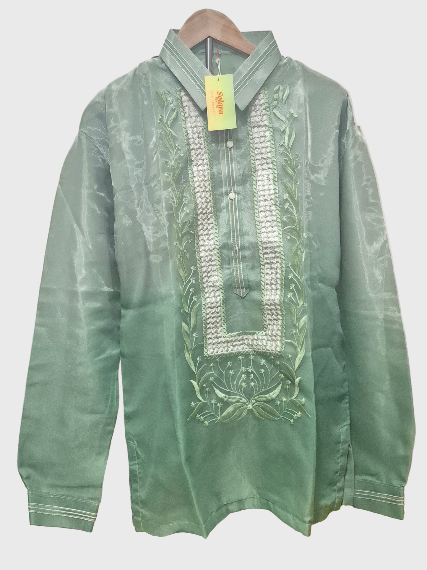 Light Green Long-Sleeved Barong Tagalog