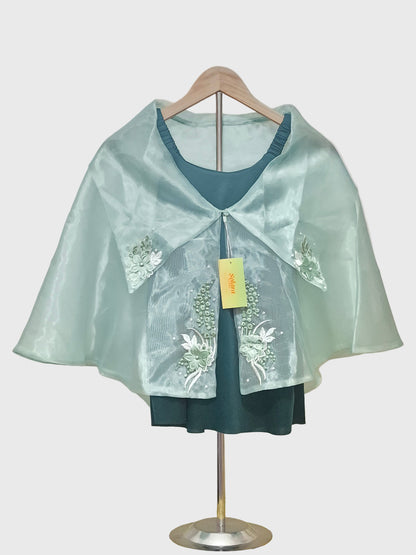 Sheer Filipiniana Cape With Floral Embroidery