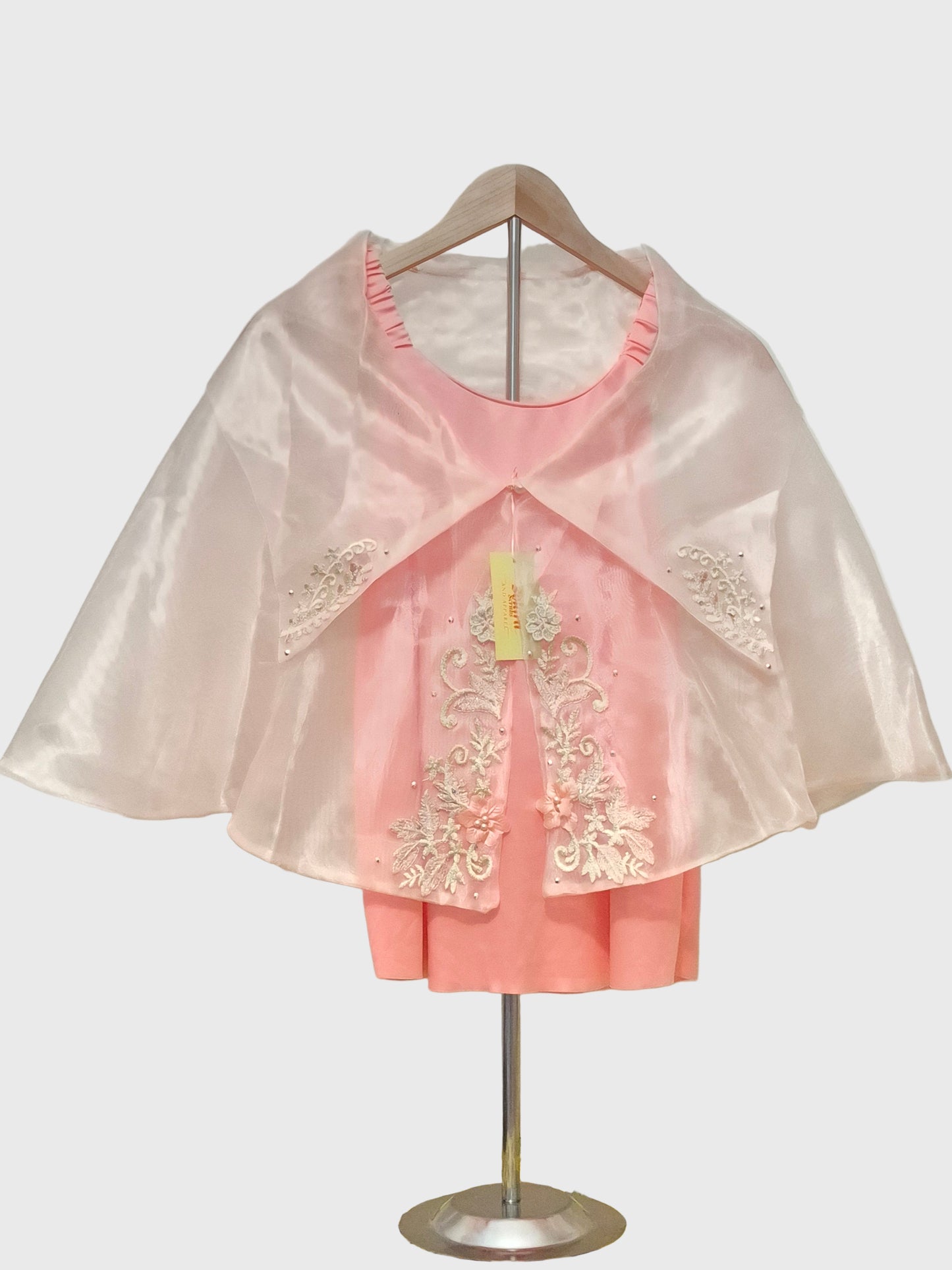 Sheer Filipiniana Cape With Floral Embroidery